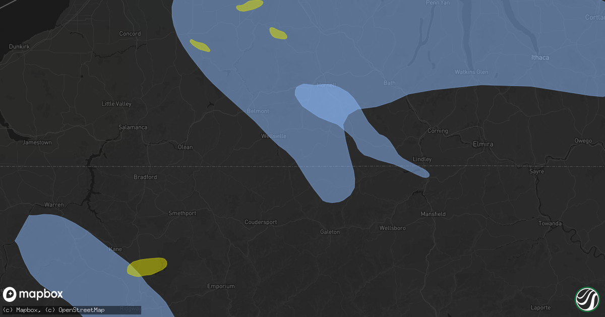 Hail map in Whitesville, NY on September 2, 2026