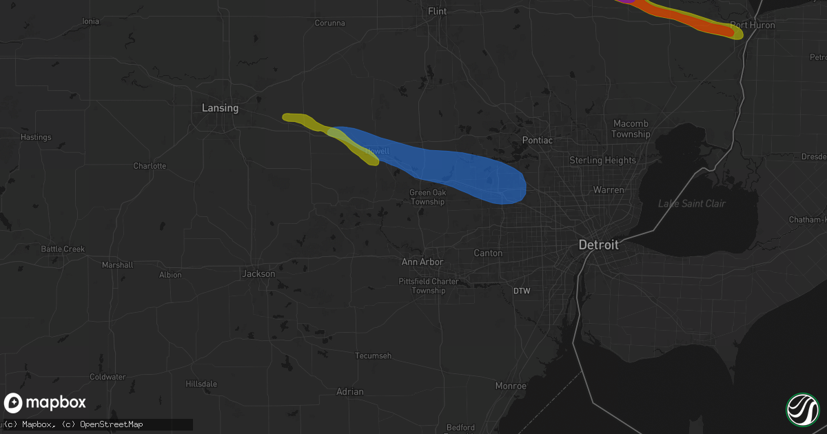 Hail map in Whitmore Lake, MI on September 2, 2026