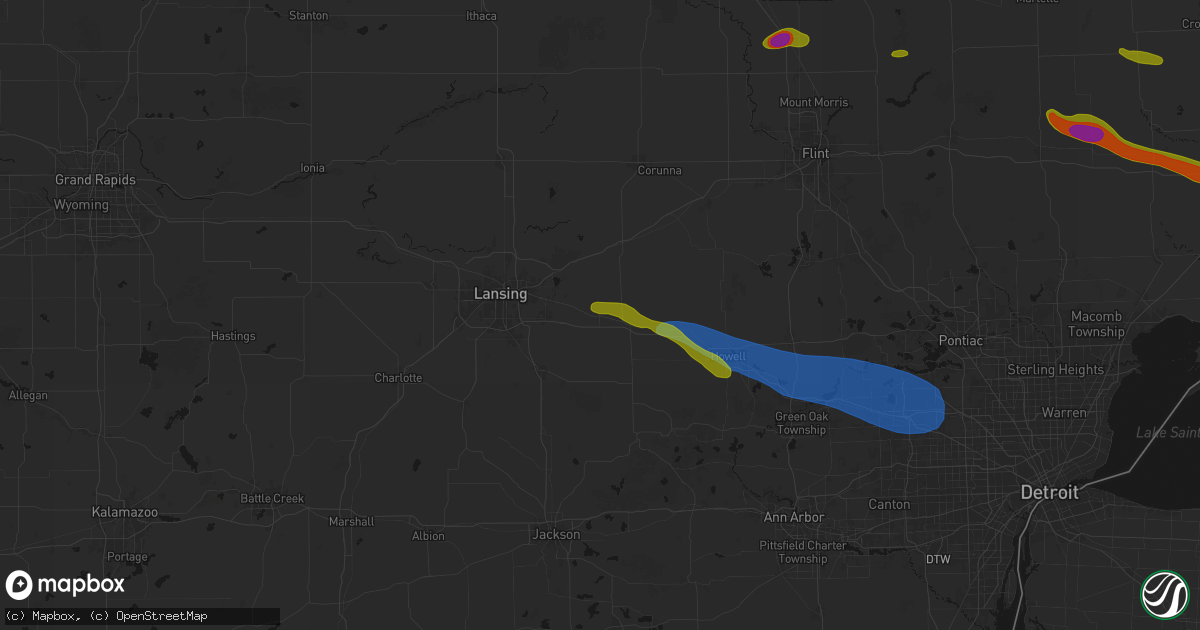 Hail map in Williamston, MI on September 2, 2026