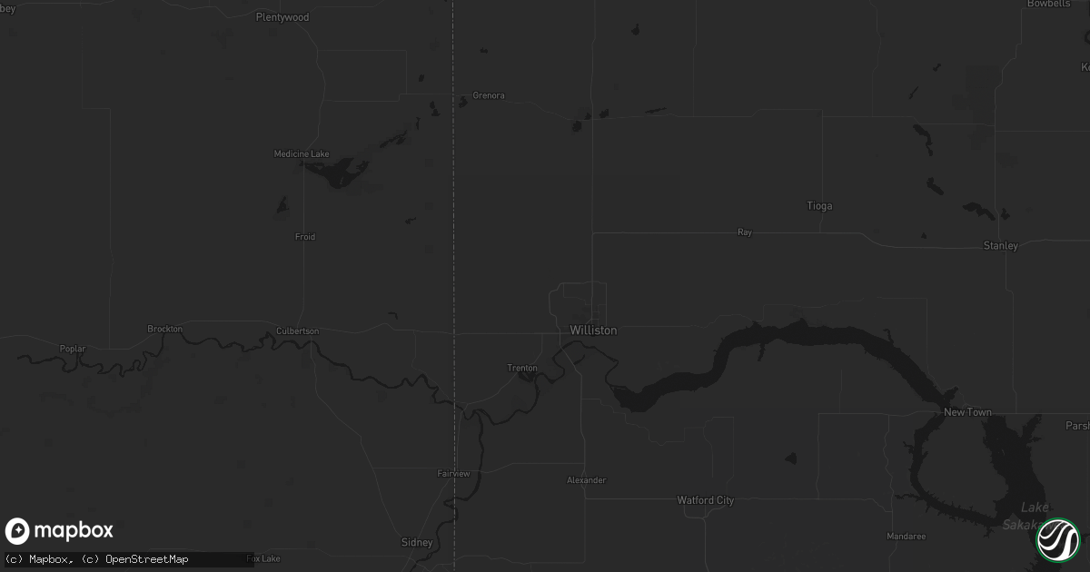 Hail map in Williston, ND on September 2, 2026