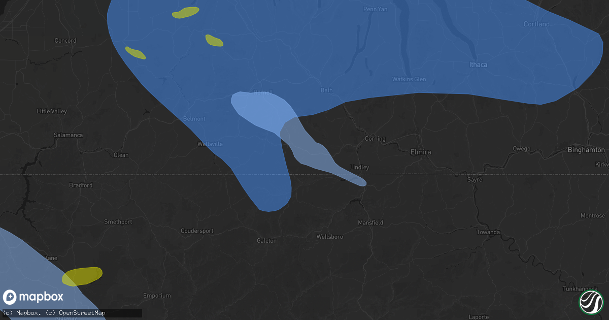 Hail map in Woodhull, NY on September 2, 2026