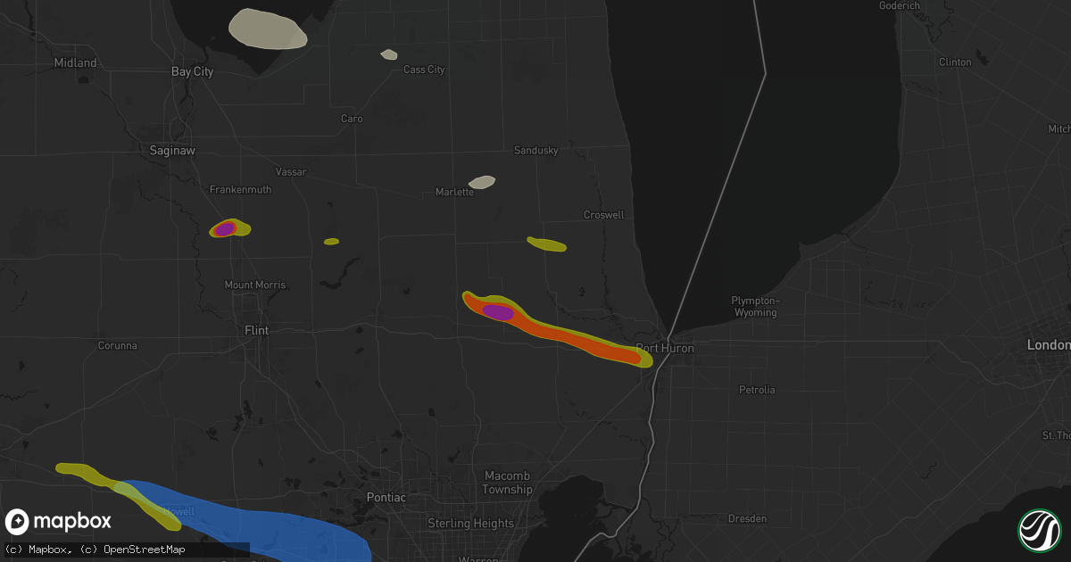 Hail map in Yale, MI on September 2, 2026