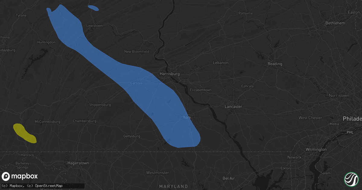 Hail map in York Haven, PA on September 2, 2026