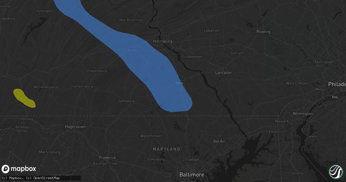 Hail map in York New Salem, PA on September 2, 2026