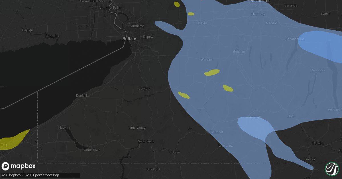 Hail map in Yorkshire, NY on September 2, 2026