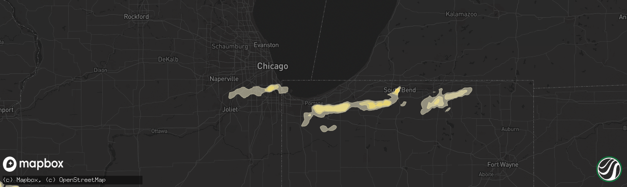 Hail map in Chicago, IL on September 3, 2011