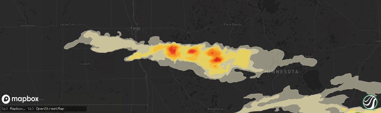 Hail map in Dent, MN on September 3, 2014