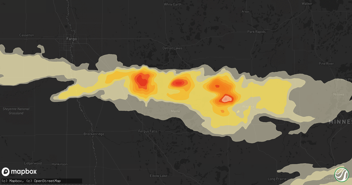 Hail map in Dent, MN on September 3, 2014