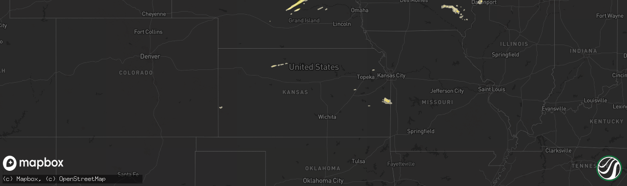 Hail map in Kansas on September 3, 2014