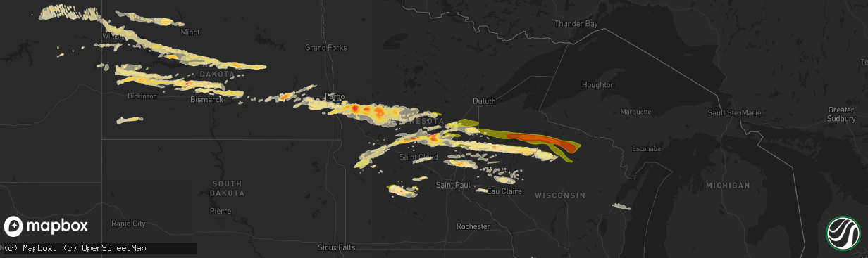 Hail map in Minnesota on September 3, 2014