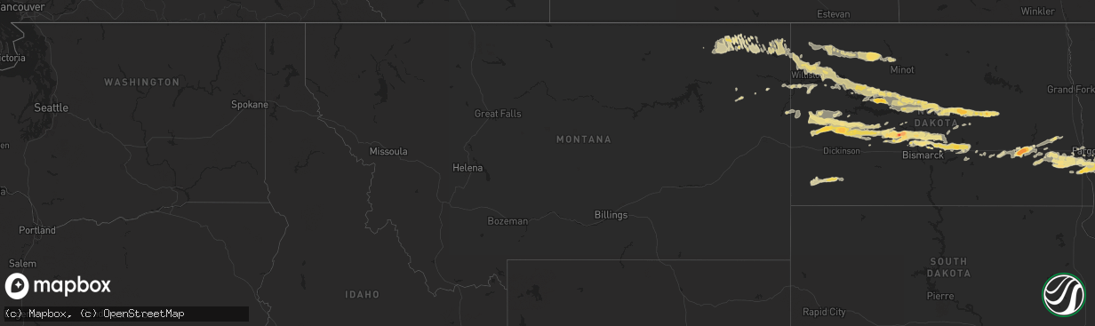 Hail map in Montana on September 3, 2014