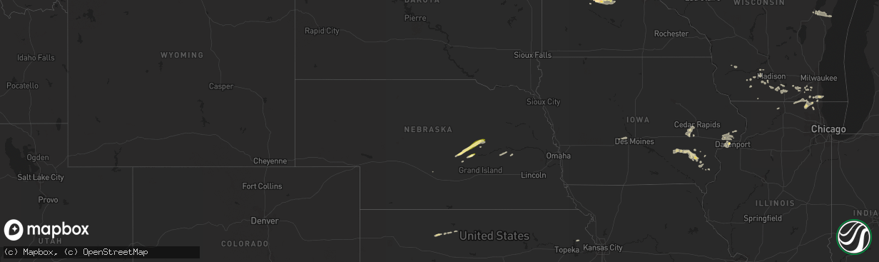 Hail map in Nebraska on September 3, 2014