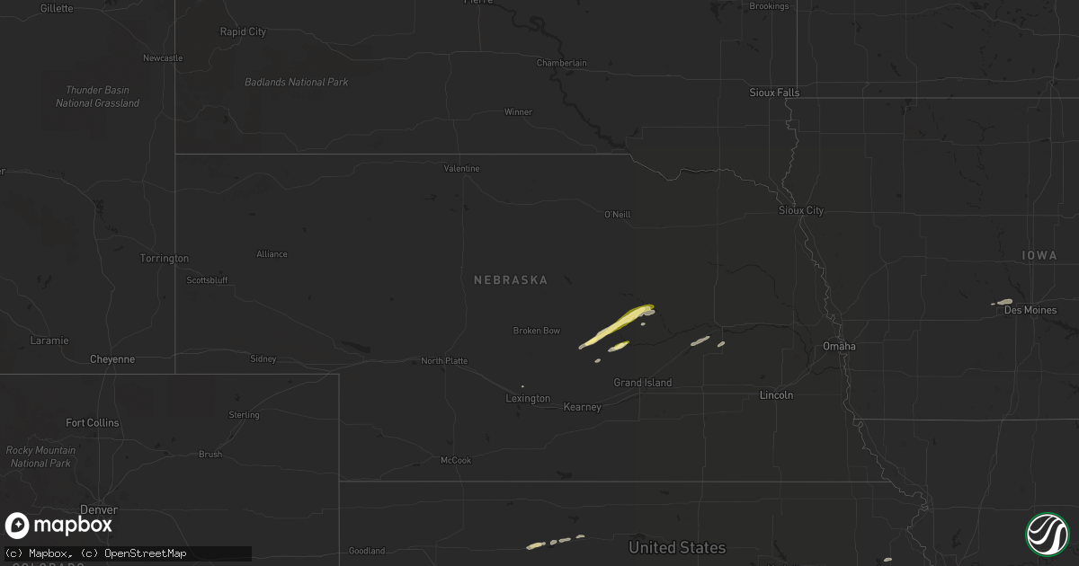 Hail map in Nebraska on September 3, 2014