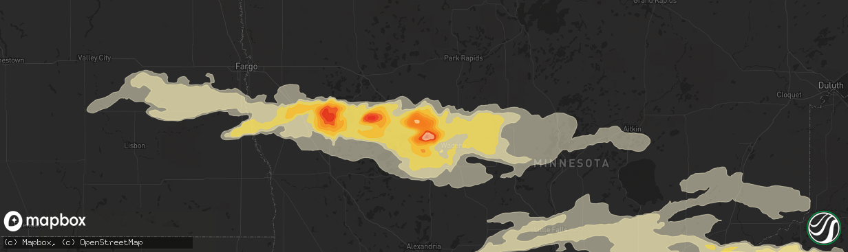 Hail map in New York Mills, MN on September 3, 2014