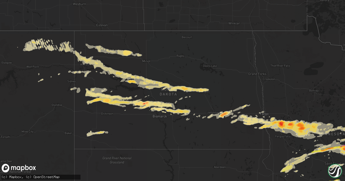 Hail map in North Dakota on September 3, 2014