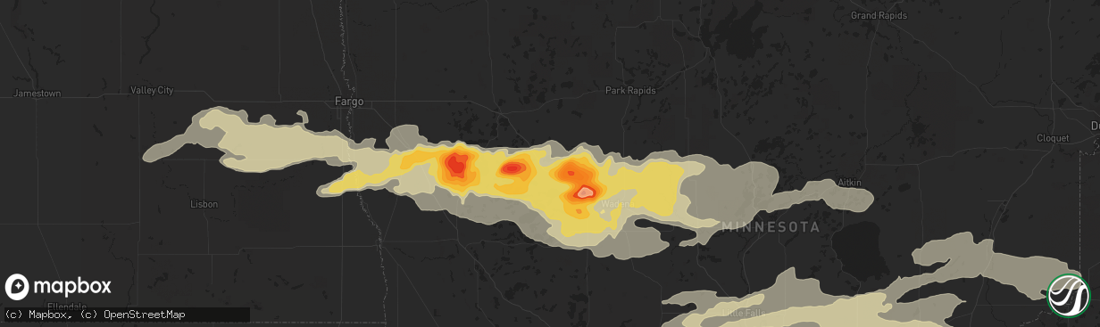 Hail map in Perham, MN on September 3, 2014