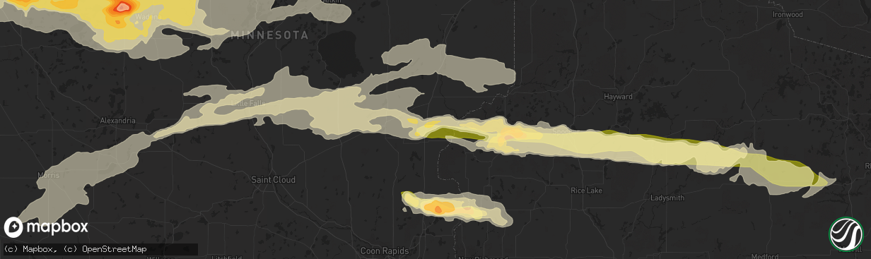 Hail map in Pine City, MN on September 3, 2014