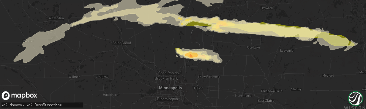 Hail map in Stacy, MN on September 3, 2014