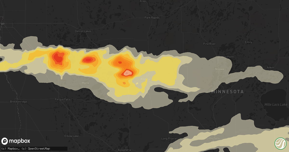 Hail map in Wadena, MN on September 3, 2014