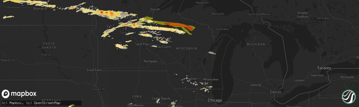 Hail map in Wisconsin on September 3, 2014