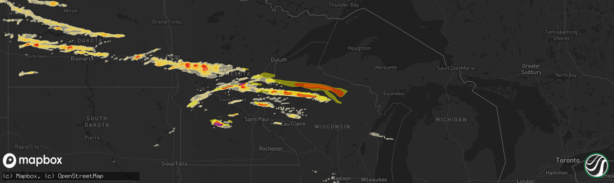 Hail map on September 3, 2014