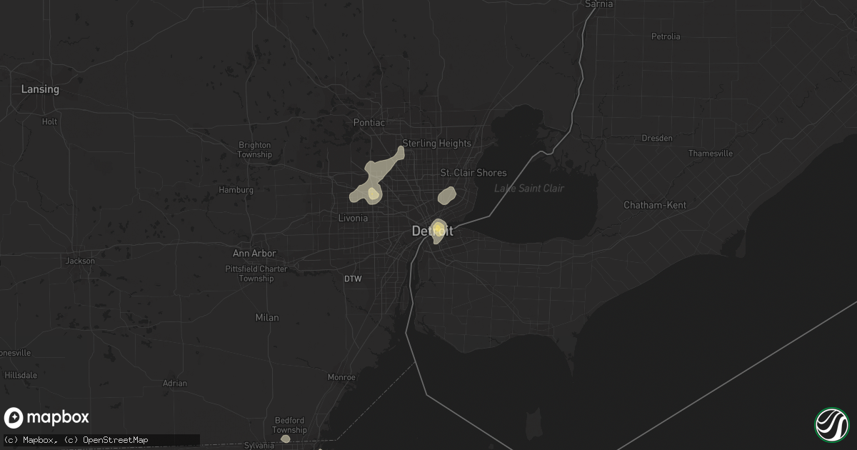 Hail map in Detroit, MI on September 3, 2015