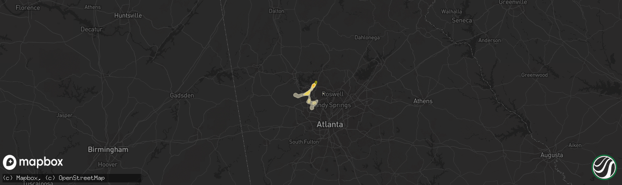 Hail map in Kennesaw, GA on September 3, 2015