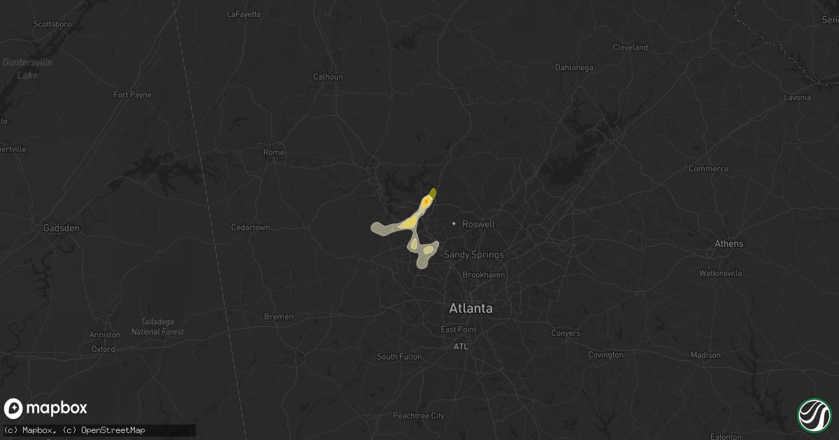 Hail map in Kennesaw, GA on September 3, 2015