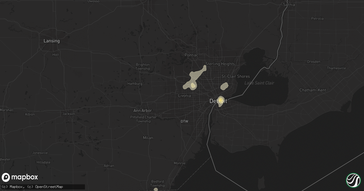 Hail map in Livonia, MI on September 3, 2015