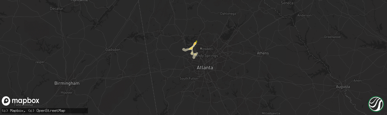 Hail map in Marietta, GA on September 3, 2015