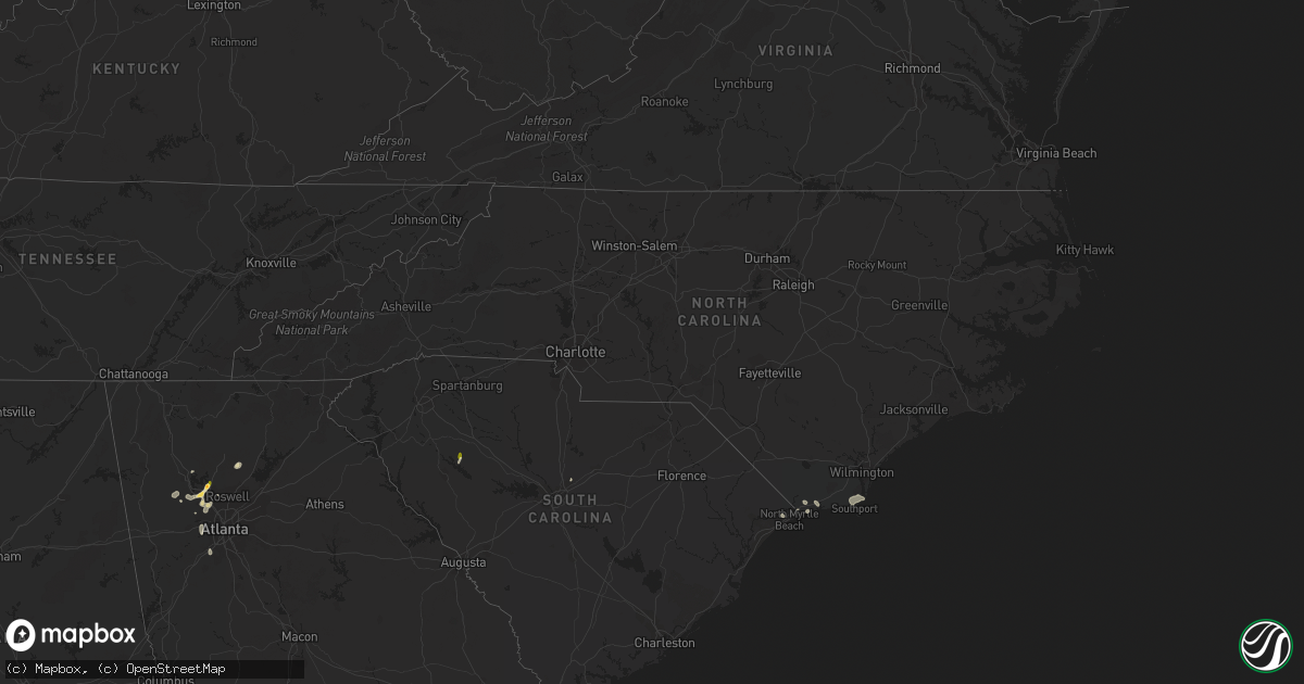 Hail map in North Carolina on September 3, 2015