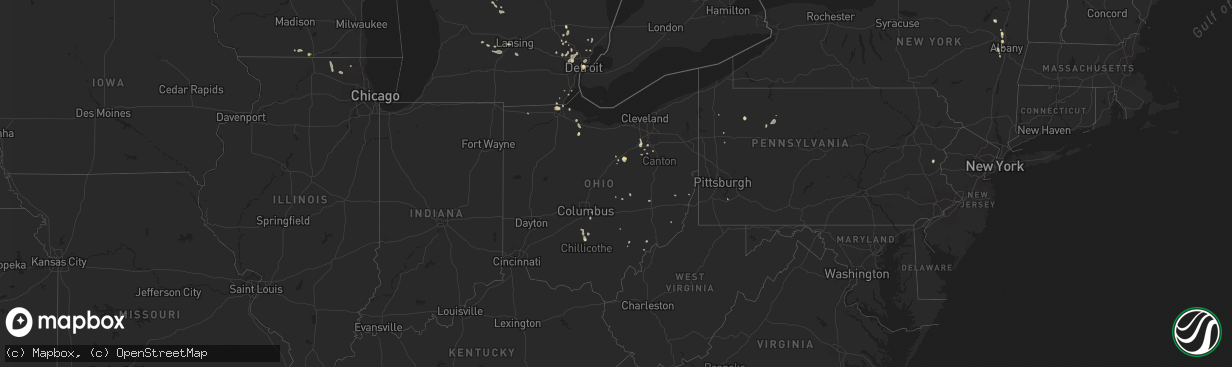 Hail map in Ohio on September 3, 2015