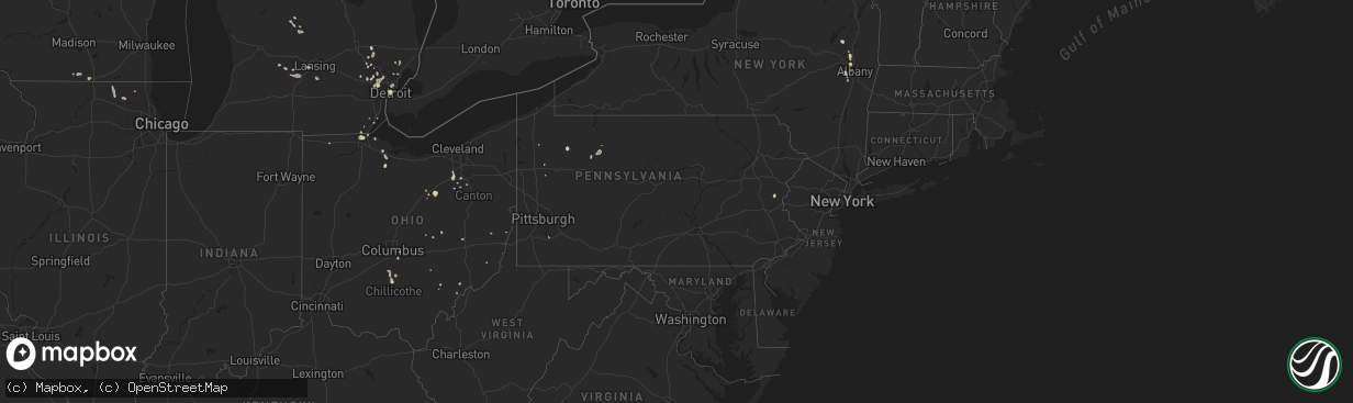 Hail map in Pennsylvania on September 3, 2015