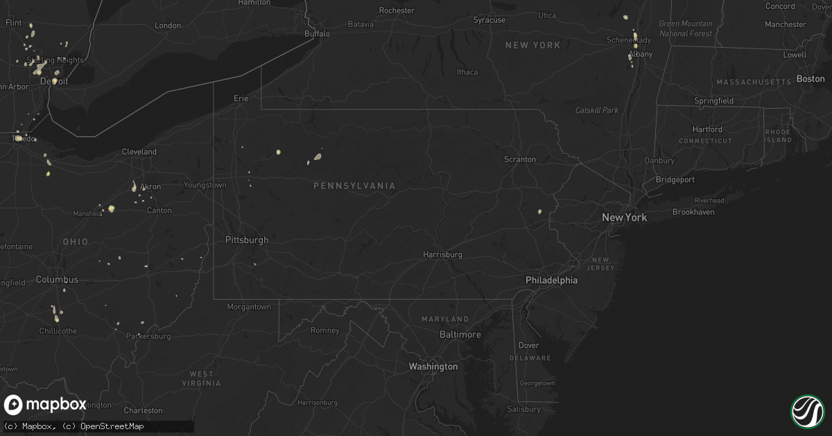 Hail map in Pennsylvania on September 3, 2015