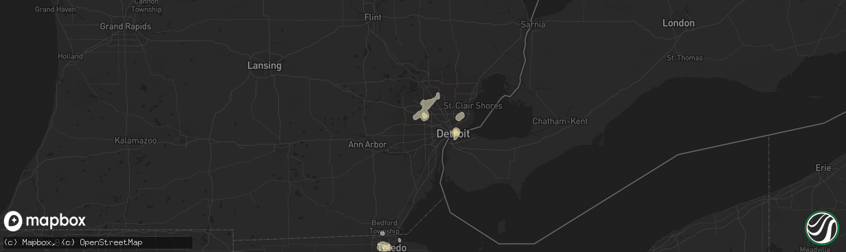 Hail map in Redford, MI on September 3, 2015