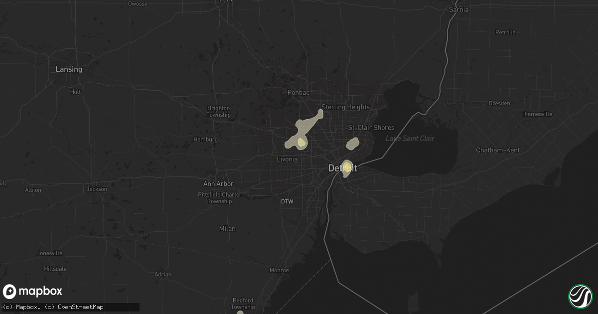 Hail map in Redford, MI on September 3, 2015