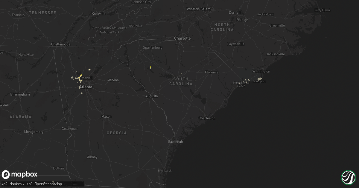 Hail map in South Carolina on September 3, 2015