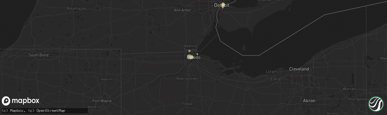 Hail map in Toledo, OH on September 3, 2015