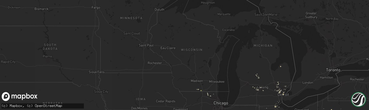 Hail map in Wisconsin on September 3, 2015