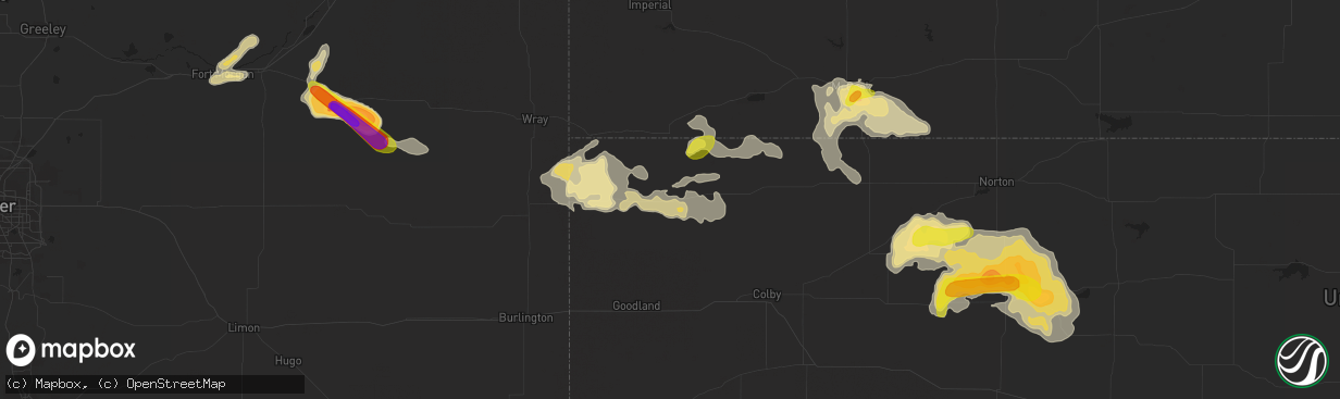 Hail map in Bird City, KS on September 3, 2016