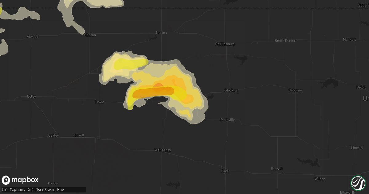Hail map in Bogue, KS on September 3, 2016
