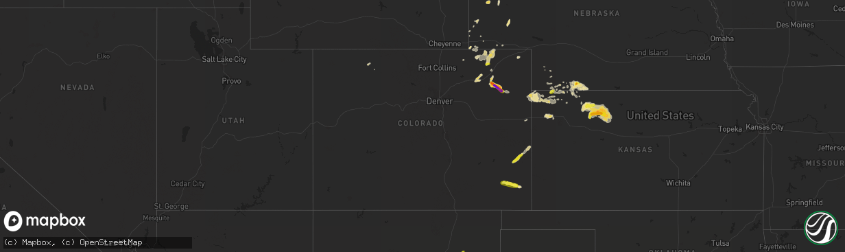 Hail map in Colorado on September 3, 2016