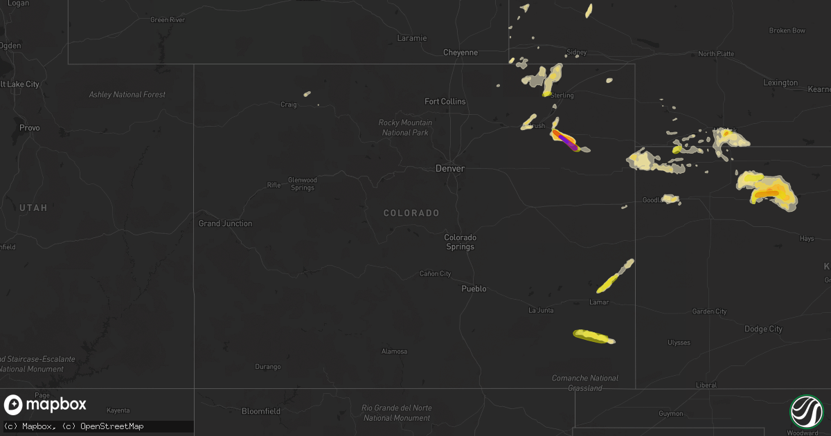 Hail map in Colorado on September 3, 2016