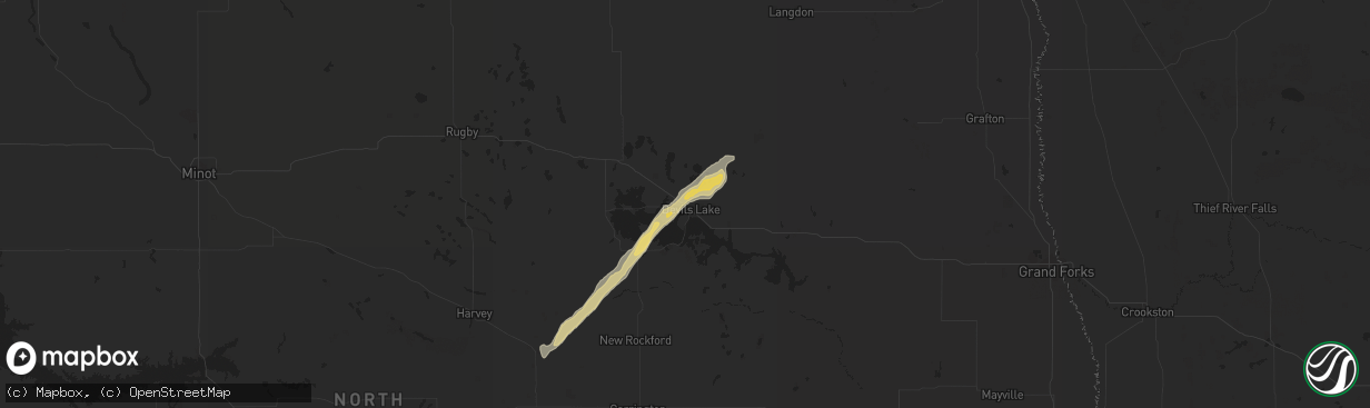 Hail map in Devils Lake, ND on September 3, 2016