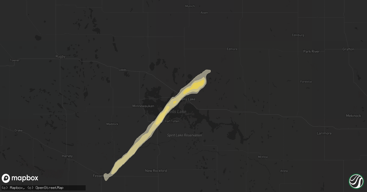 Hail map in Devils Lake, ND on September 3, 2016