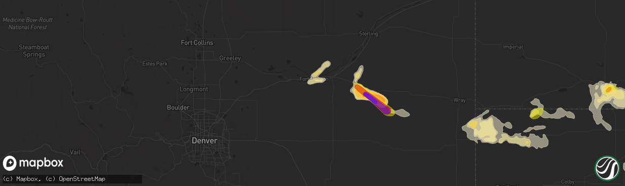 Hail map in Fort Morgan, CO on September 3, 2016