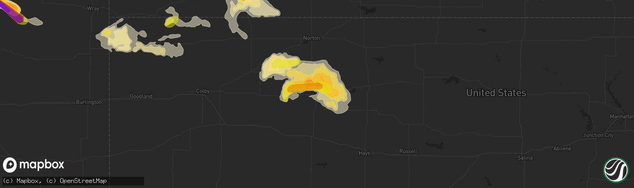 Hail map in Hill City, KS on September 3, 2016