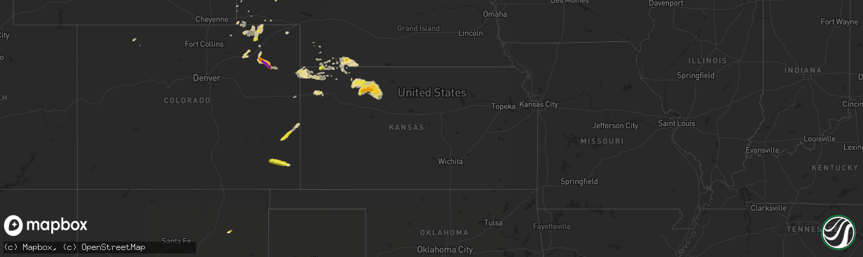 Hail map in Kansas on September 3, 2016