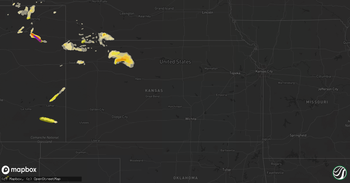 Hail map in Kansas on September 3, 2016
