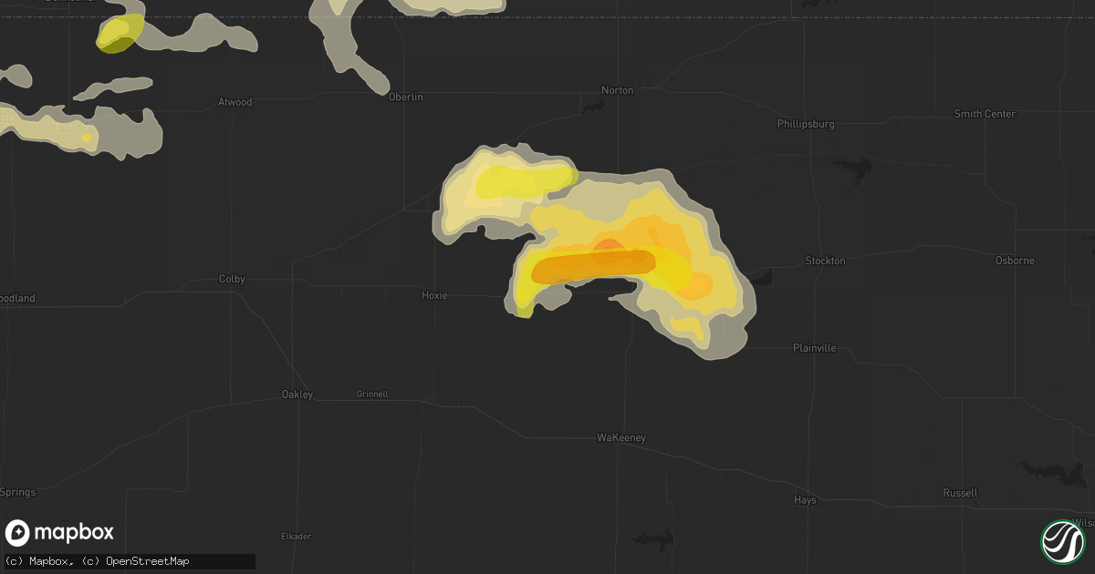 Hail map in Morland, KS on September 3, 2016